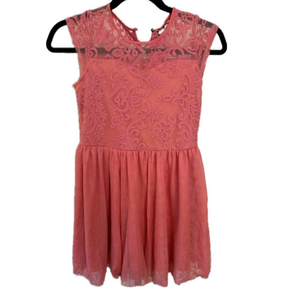 Forever 21 Girl's Embroidered Mesh Lace And Tulle Lined Babydoll Dress 11/12